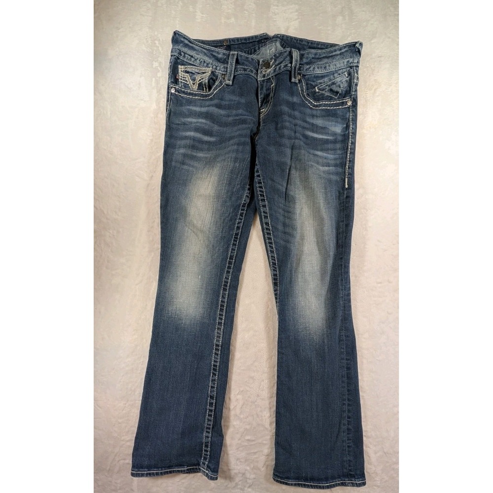 Vigoss Women Jeans Size 11 / 12 Medium Thick Stitch Embroidered Boot Flap Pocket - Picture 2 of 13